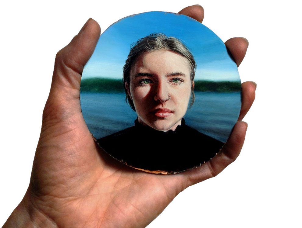 Miniature portrait painting by Seattle artist Rebecca Luncan