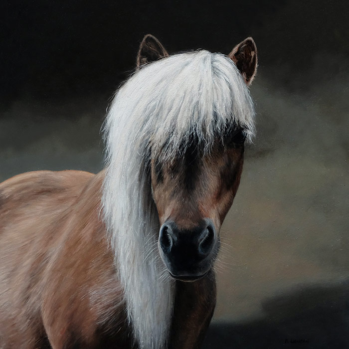 pet portrait painting of Pony by Rebecca Luncan