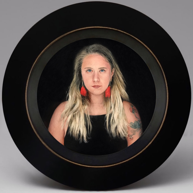 Contemporary  portrait miniature  painting of a young woman by Rebecca Luncan