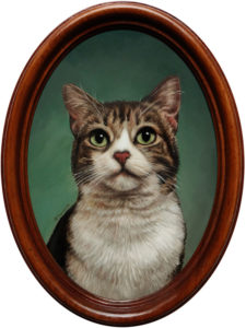 cat pet portrait painting  oil painting miniature by Rebecca Luncan