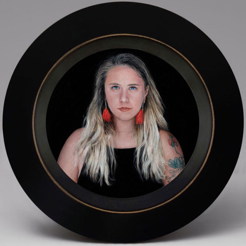 Contemporary miniature portrait painting of a young woman by Rebecca Luncan