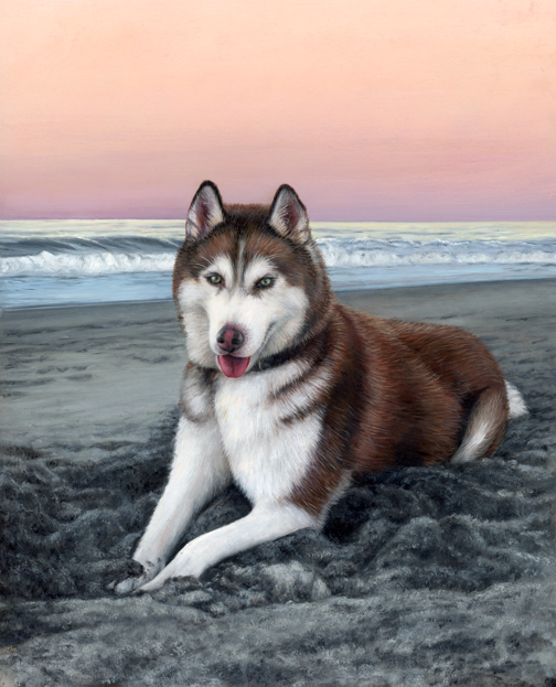 realsit Oil painting of Husky by Rebecca