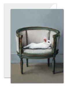 reclininc rabbit greeting card