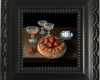 miniature still life paitning with strawberries, angel food cake, and Rosé, oil on copper by Rebecca Luncan