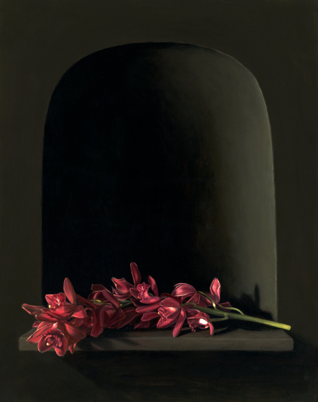 Cymbidium Pink Orchid oil painting by Rebecca Luncan