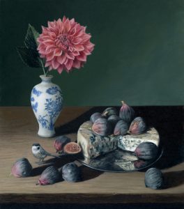 fig and cheese still life commissioned oil painting by Rebecca Luncan