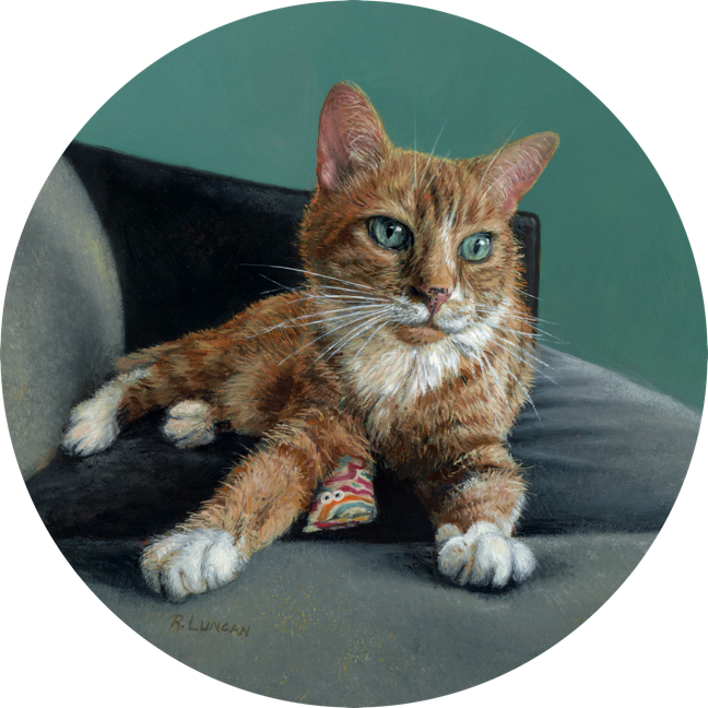 orange Cat portrait oil painting by Rebecca Luncan