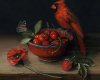 still life cardinal cherries  contemporary realism by Rebecca Luncan