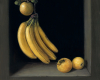 Summer, Suspended in Yellow still life painating with fruit by Rebecca Luncan